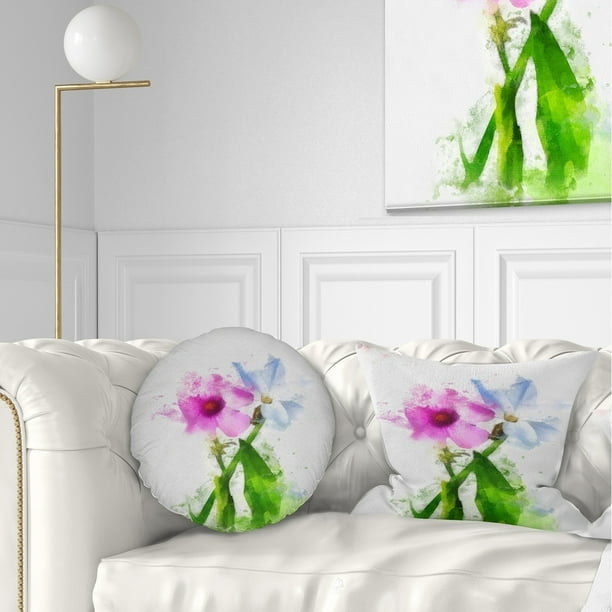 x 26 in Sofa Throw Pillow 26 in Designart CU13600-26-26 Purple Mallow and Blue Chamomile Floral Cushion Cover for Living Room Insert Printed On Both Side in x 26 in Sofa Throw Pillow 26 in Designart CU13600-26-26 Purple Mallow and Blue Chamomile Floral Cushion Cover for Living Room Insert Printed On Both Side in